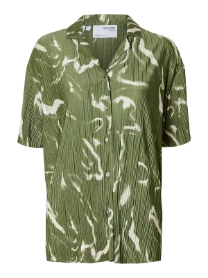 Foto van product SELECTED Blouse 'SLFRYA ELLIE' beige / olijfgroen