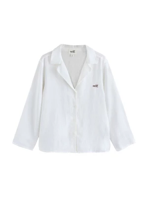 Foto van product self. Blouse chocoladebruin / wit