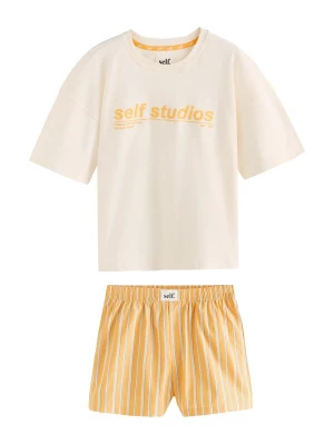 Foto van product self. Korte pyjama beige / oranje / zwart / wit