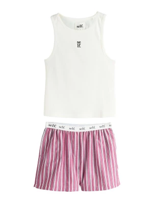 Foto van product self. Korte pyjama bourgogne / wit