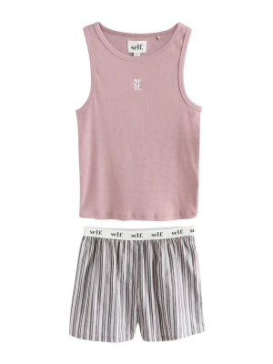 Foto van product self. Korte pyjama donkergrijs / oudroze / wit