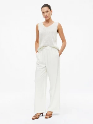 Foto van product Semi-transparante broek met wijde pijpen en elastische tailleband s.Oliver crème