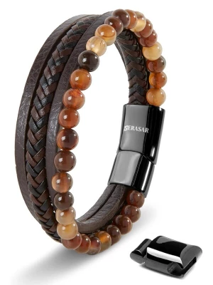 Foto van product SERASAR Armband 'Stone' bruin