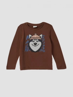 Foto van product Shirt met lange mouwen en paillettenmotief s.Oliver bruin