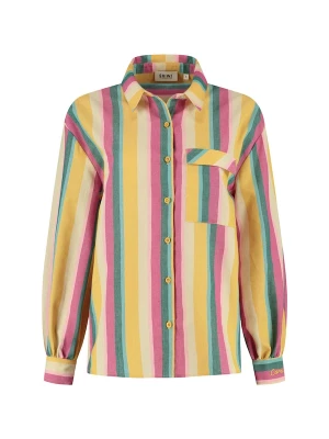 Foto van product Shiwi Blouse 'Esmee' curry / pasteelgeel / smaragd / pink