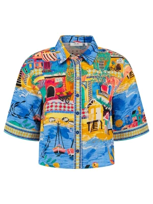 Foto van product Shiwi Blouse lichtblauw / smaragd / koraal / zwart