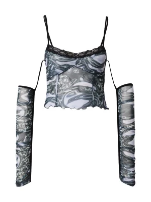 Foto van product SHYX Top 'Hacer' grijs / petrol / zwart