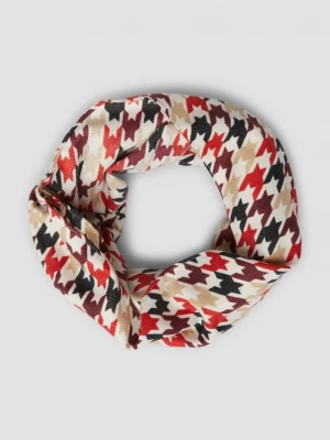 Foto van product Snood met pied-de-poule motief en artwork s.Oliver olijfgroen