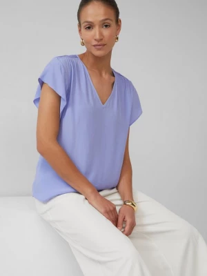 Foto van product Soepele viscose blouse met gesmokt effect en volantmouwen s.Oliver blauw