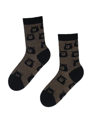 Foto van product Sokisahtel Sokken 'BEAR WOOL merino wool socks with bears' donkerbruin