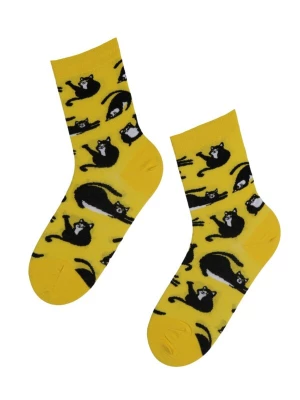 Foto van product Sokisahtel Sokken 'FURRY socks with cats' geel