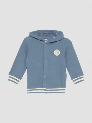 Foto van product Stretch katoenen sweatjas met capuchon en gestreepte geribde boorden s.Oliver blauw