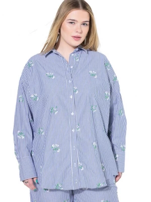 Foto van product Studio Untold Blouse lichtblauw / groen / wit