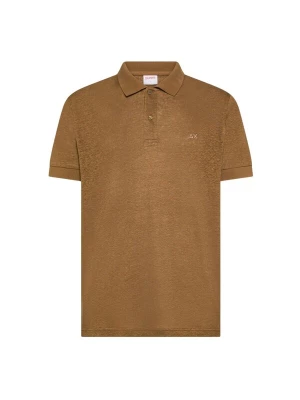 Foto van product SUN68 Shirt 'POLO JERSEY LINEN S / S' bruin