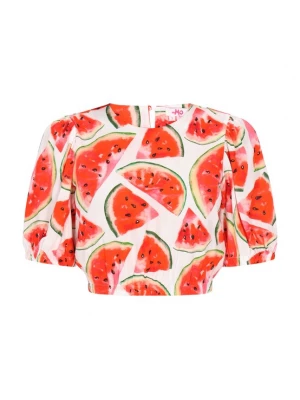 Foto van product swirly Blouse groen / rood / zwart / wit