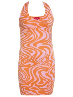 Foto van product swirly Gebreide jurk oranje / pink