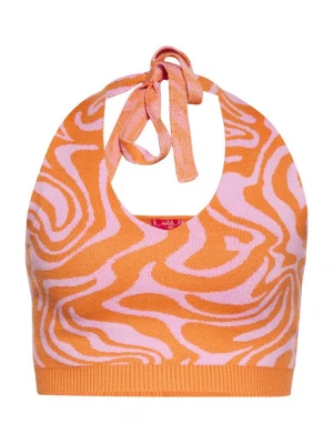 Foto van product swirly Gebreide top oranje / pastelroze