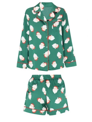 Foto van product MYMO Korte pyjama nude / smaragd / rood / wit