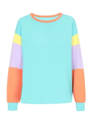 Foto van product swirly Shirt lichtblauw / geel / sering / koraal