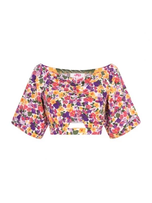Foto van product swirly Shirt 'Spring Summer' geel / lila / lavendel / wit