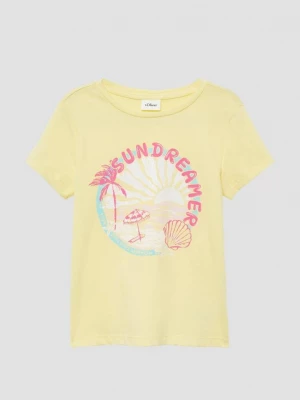 Foto van product T-shirt met een loose fit en glitterprint s.Oliver geel