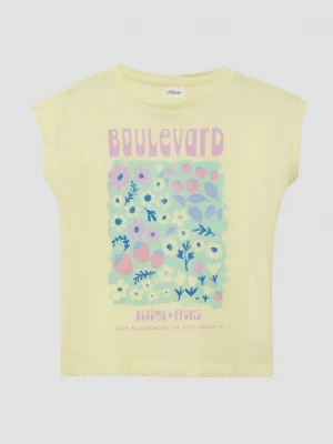 Foto van product T-shirt met glitterprint in V-shape s.Oliver geel