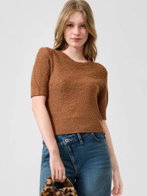 Foto van product T-shirt met korte mouwen in bouclé-look QS bruin