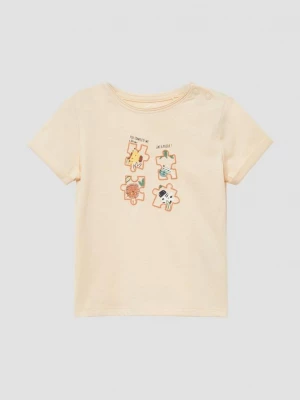 Foto van product T-shirt met mouwomslag en print op de voorkant s.Oliver beżowy