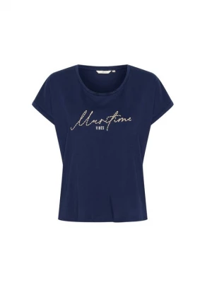 Foto van product T-shirt print Cream donkerblauw