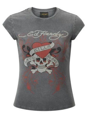 Foto van product T-shirt print Ed Hardy grijs