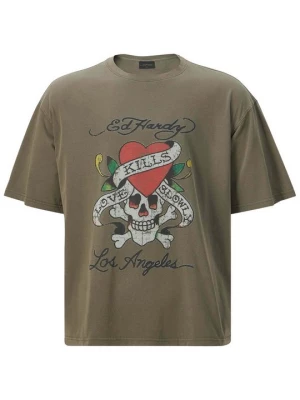 Foto van product T-shirt print Ed Hardy olijfgroen