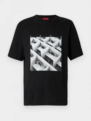 Foto van product T-shirt print Hugo zwart