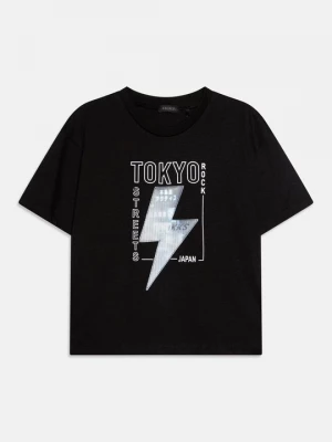 Foto van product T-shirt print IKKS zwart