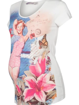 Foto van product T-shirt print Queen Mum ecru