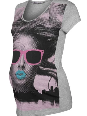 Foto van product T-shirt print Queen Mum grijs