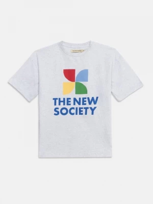 Foto van product T-shirt print The New Society lichtgrijs gemêleerd