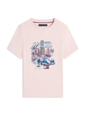 Foto van product T-shirt print Tommy Hilfiger donkerroze