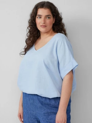 Foto van product T-shirt van een materiaalmix met linnen s.Oliver blauw