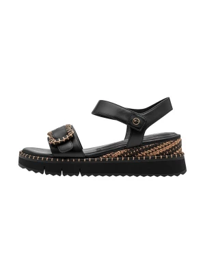 Foto van product Tamaris Sandaal 'Sandalen mit Keilabsatz aus Leder' zwart