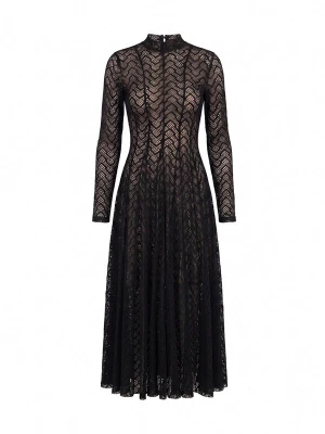 Foto van product Tantra Avondjurk 'Vestido largo de manga larga de encaje con textura, falda de vuelo con pinzas (BLACK)' zwart