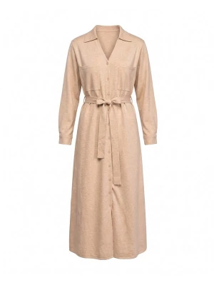 Foto van product Tantra Gebreide jurk 'Vestido camisero de punto largo con bolsillos en el pecho y cinturon. (BEIGE)' beige