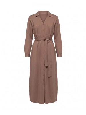 Foto van product Tantra Gebreide jurk 'Vestido camisero de punto largo con bolsillos en el pecho y cinturon. (BROWN)' bruin