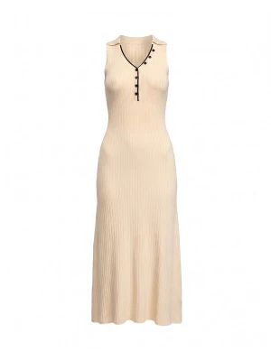 Foto van product Tantra Gebreide jurk 'Vestido de punto largo plisado sin mangas con botones' beige