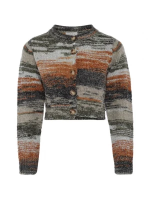 Foto van product Tanuna Gebreid vest grijs / olijfgroen / oranje / zwart