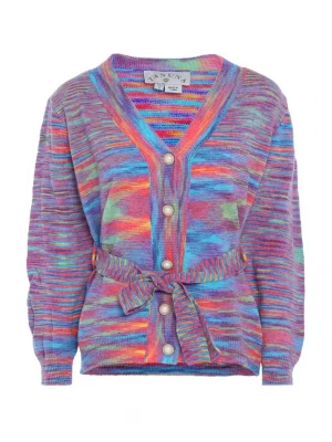 Foto van product Tanuna Gebreid vest lichtblauw / geel / donkerlila / oranjerood