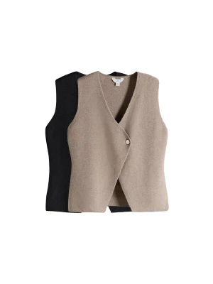 Foto van product The Set Gebreide bodywarmer donkerbeige / zwart