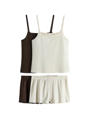 Foto van product The Set Korte pyjama chocoladebruin / wit