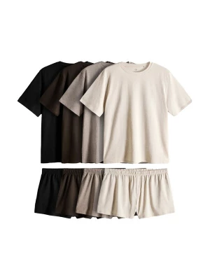 Foto van product The Set Korte pyjama 'Essentials' donkerbruin / lichtgrijs / grijs gemêleerd / zwart