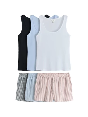 Foto van product The Set Korte pyjama navy / lichtblauw / roestrood / wit