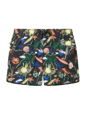 Foto van product The Sunshine Brand Zwemshorts 'Nate Shiwi Scene' citroen / petrol / rosa / zwart